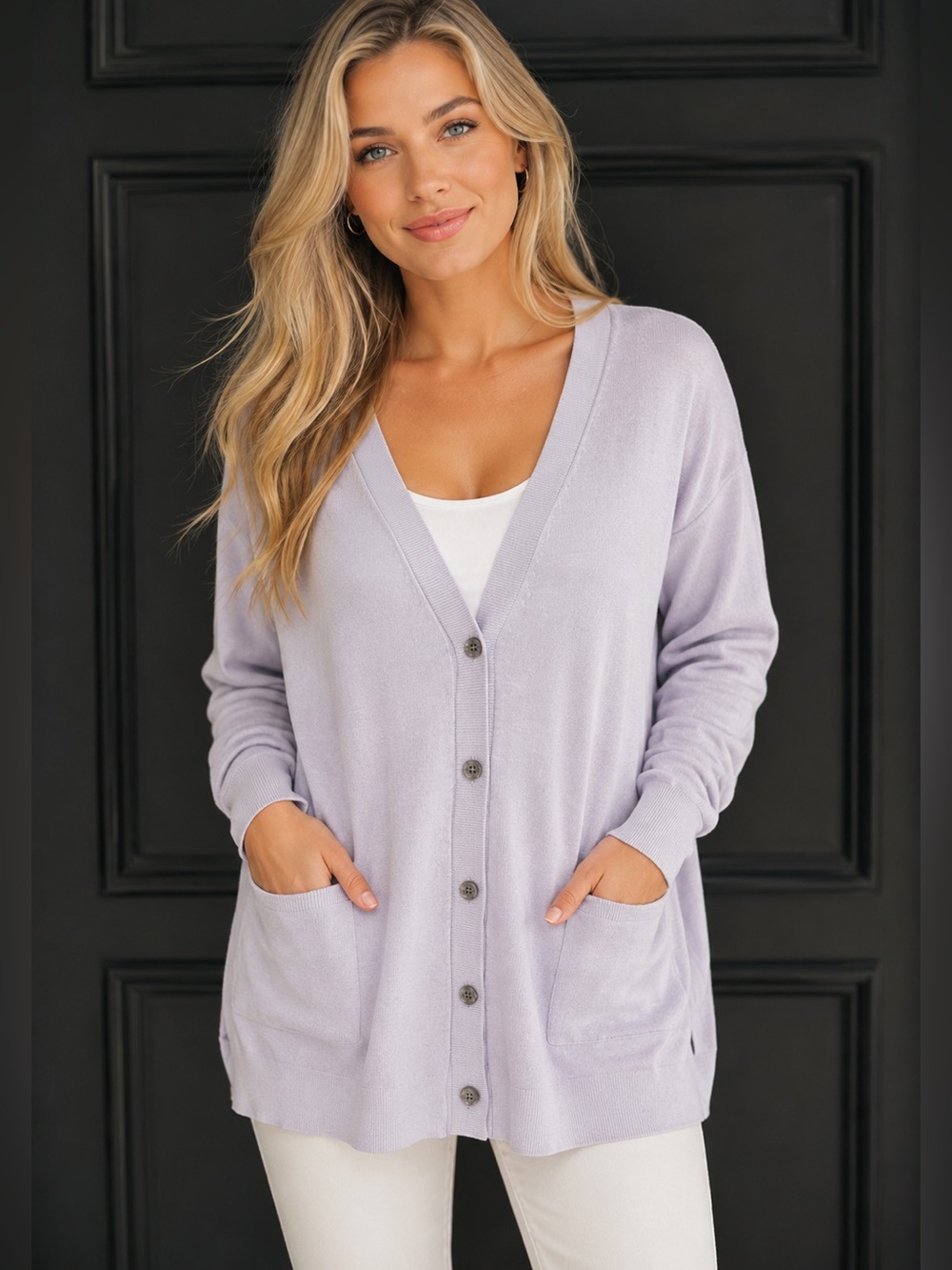 GAP Womens Lavender Slouchy Layering Button-Up Cardigan Sweater Size Extra Small